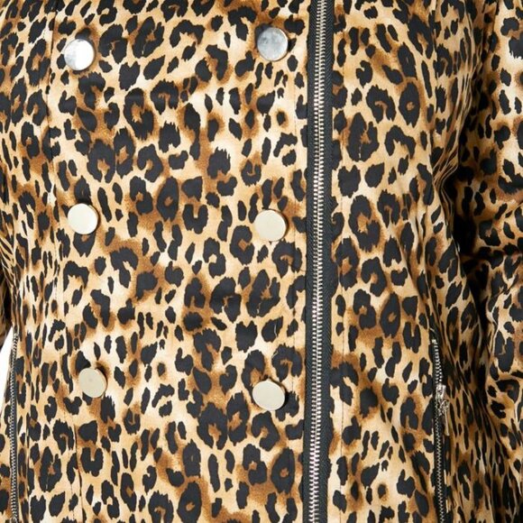 Plus Size Women Leopard Babe Notch Collar Zip Up - Picture 5 of 7